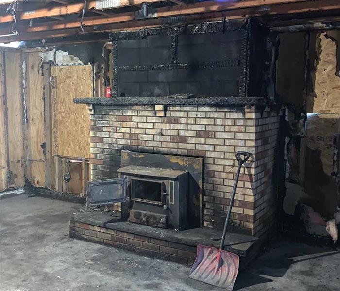 image of residential fire place space after a severe fire