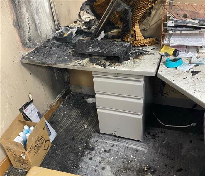 aftermath of fire in office